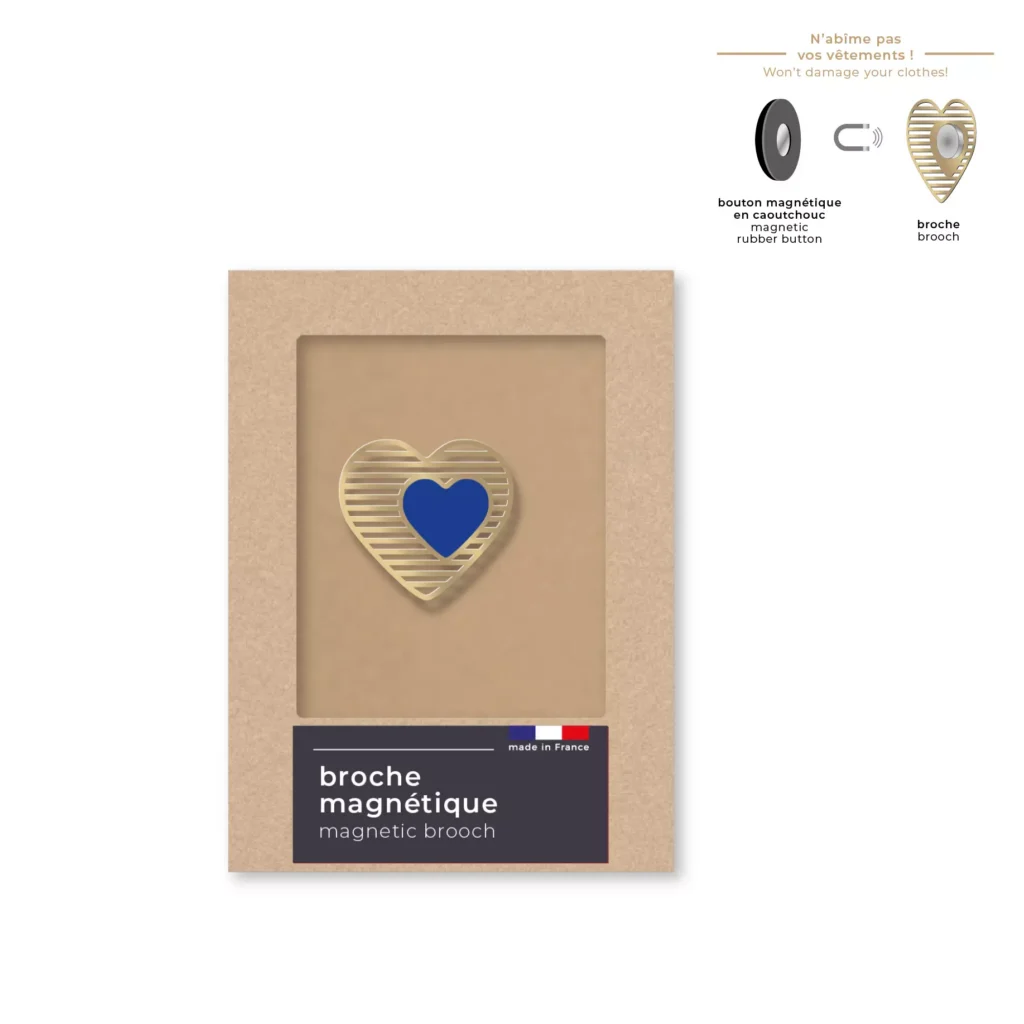 Tout Simplement - Broche magnétique - coeur bleu