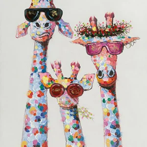 Figured'Art - Peinture par numéros toile roulée 40x50 - Famille girafe pop art