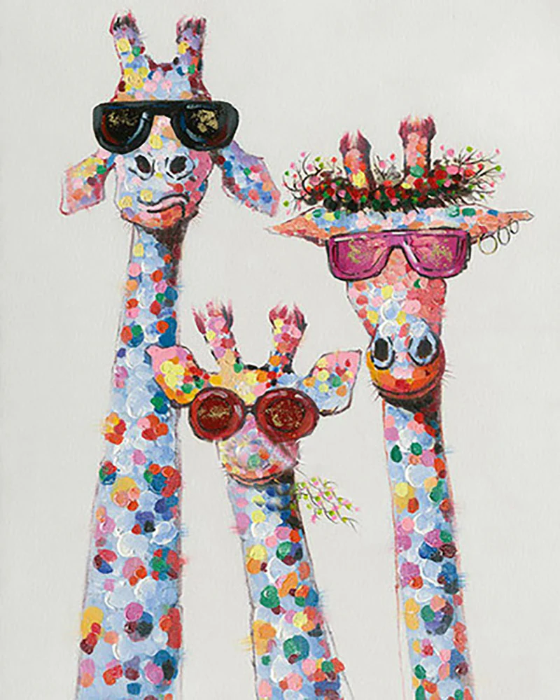 Figured'Art - Peinture par numéros toile roulée 40x50 - Famille girafe pop art