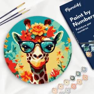 Figured'Art - Peinture par numéro sur disque bois - girafe