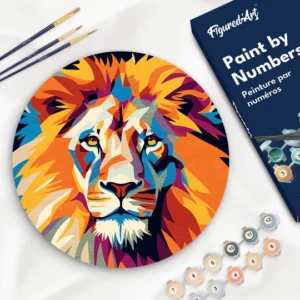 Figured'Art - Peinture par numéros sur disque bois - le lion