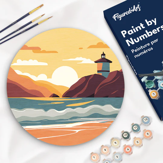 Figured'Art - Peinture par numéros sur disque bois - la plage