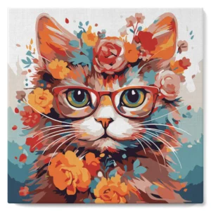 Figured'Art - Peinture par numéros sur châssis 20x20 - chat