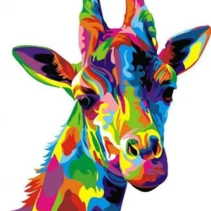 Figured'Art - Peinture par numéros toile roulée 40x50 - Girafe pop art