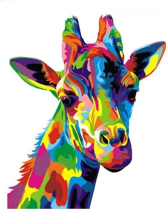 Figured'Art - Peinture par numéros toile roulée 40x50 - Girafe pop art