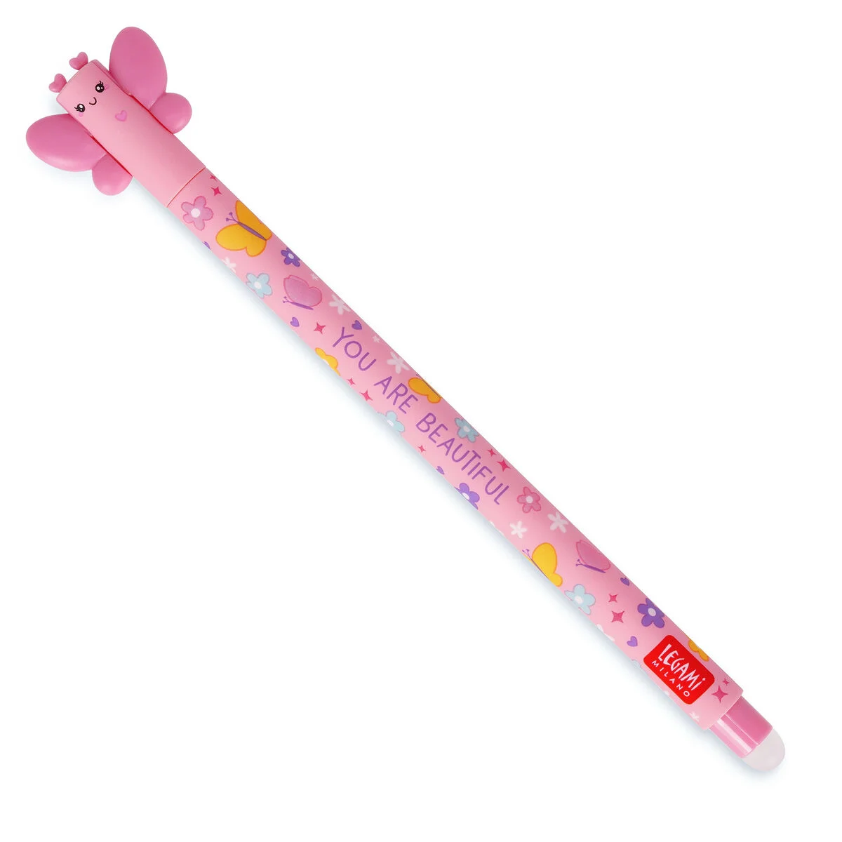 Legami - stylo gel effaçable - papillon - encre rose
