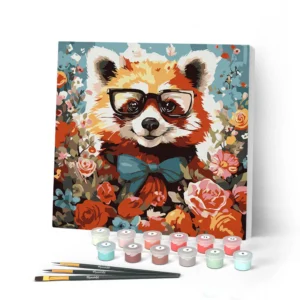 Figured'Art - Peinture par numéros sur châssis 20x20 - Panda roux