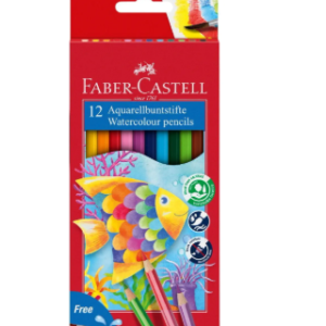 Faber Castell - 12 crayons de couleurs aquarellables + pinceau