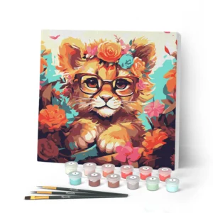 Figured'Art - Peinture par numéros sur châssis 20x20 - lionceau