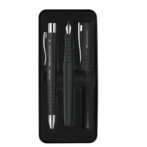 Faber Castell - Set Polyball noir stylo bille + plume