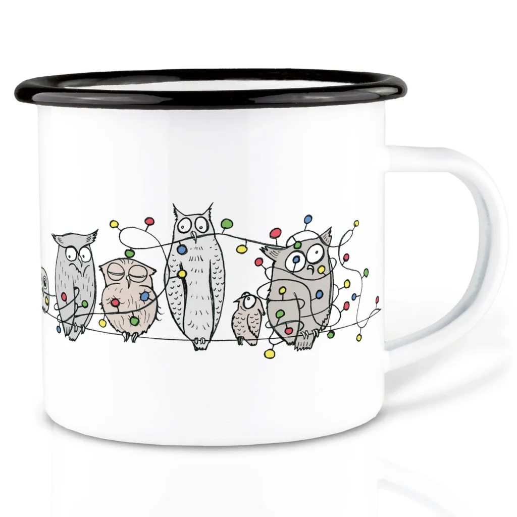 Ligarti - mug en émail hiboux 300ml